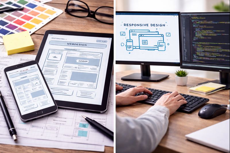 Website wireframe sketch on paper